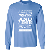 Bible Verse Long Shirt Ultra Cotton T-Shirt - "Psalm 119:105" Design 15 (White Font) - Meditate Healing Christian Store