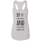 Bible Verses Ladies Ideal Racerback Tank - "Psalm 119:105" Design 19 (Black Font) - Meditate Healing Christian Store