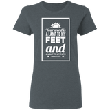 Bible Verse Ladies' 5.3 oz. T-Shirt - "Psalm 119:105" Design 2 (White Font) - Meditate Healing Christian Store