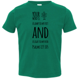 Bible Verse Toddler Jersey T-Shirt - "Psalm 119:105" Design 19 (Black Font) - Meditate Healing Christian Store