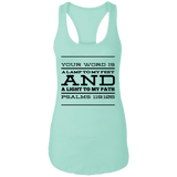 Bible Verses Ladies Ideal Racerback Tank - "Psalm 119:105" Design 11 (Black Font) - Meditate Healing Christian Store