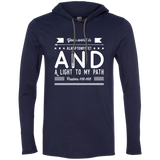Bible Verse Men Long Sleeve T-Shirt Hoodie - "Psalm 119:105" Design 14 (White Font) - Meditate Healing Christian Store