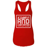 Bible Verse Ladies Ideal Racerback Tank - "Psalm 119:105" Design 12 (White Font) - Meditate Healing Christian Store