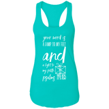 Bible Verse Ladies Ideal Racerback Tank - "Psalm 119:105" Design 18 (White Font) - Meditate Healing Christian Store