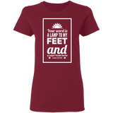 Bible Verse Ladies' 5.3 oz. T-Shirt - "Psalm 119:105" Design 2 (White Font) - Meditate Healing Christian Store