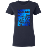 Bible Verses Ladies' 5.3 oz. T-Shirt - "Psalm 61:2" Design 20 - Meditate Healing Christian Store