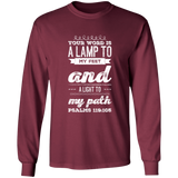 Bible Verse Long Shirt Ultra Cotton T-Shirt - "Psalm 119:105" Design 17 (White Font) - Meditate Healing Christian Store