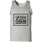 Bible Verse Men 100% Cotton Tank Top - "Psalm 119:105" Design 13 (Black Font) - Meditate Healing Christian Store