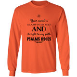 Bible Verse Long Sleeve  Ultra Cotton T-Shirt - "Psalm 119:105" Design 5 (Black Font) - Meditate Healing Christian Store