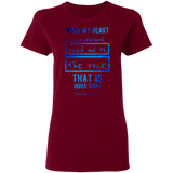 Bible Verses Ladies' 5.3 oz. T-Shirt - "Psalm 61:2" Design 5 - Meditate Healing Christian Store