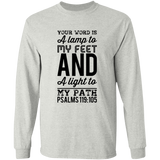 Bible Verse Long Sleeve  Ultra Cotton T-Shirt - "Psalm 119:105" Design 3 (Black Font) - Meditate Healing Christian Store