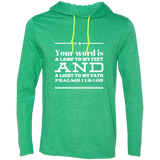 Bible Verse Men Long Sleeve T-Shirt Hoodie - "Psalm 119:105" Design 10 (White Font) - Meditate Healing Christian Store