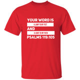 Bible Verse Men 5.3 oz. T-Shirt - "Psalm 119:105" Design 21 (White Font) - Meditate Healing Christian Store