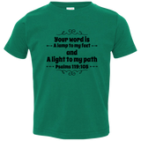 Bible Verse Toddler Jersey T-Shirt - "Psalm 119:105" Design 1 (Black Font) - Meditate Healing Christian Store