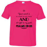Bible Verse Toddler Jersey T-Shirt - "Psalm 119:105" Design 5 (Black Font) - Meditate Healing Christian Store