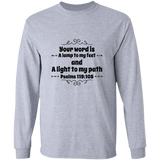 Bible Verse Unisex Long Sleeve T-Shirt - Your Word Is Light To My Path ~Psalm 119:105~ Design 1