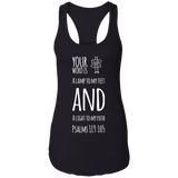 Bible Verse Ladies Ideal Racerback Tank - "Psalm 119:105" Design 19 (White Font) - Meditate Healing Christian Store