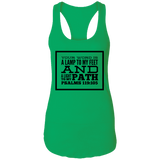 Bible Verses Ladies Ideal Racerback Tank - "Psalm 119:105" Design 13 (Black Font) - Meditate Healing Christian Store