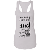 Bible Verses Ladies Ideal Racerback Tank - "Psalm 119:105" Design 18 (Black Font) - Meditate Healing Christian Store