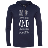 Bible Verse Men Long Sleeve T-Shirt Hoodie - "Psalm 119:105" Design 19 (White Font) - Meditate Healing Christian Store
