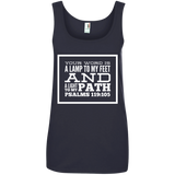 Bible Verses Ladies' 100% Ringspun Cotton Tank Top - "Psalm 119:105" Design 13 (White Font) - Meditate Healing Christian Store