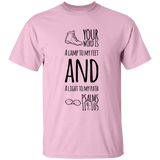 Bible Verse Men 5.3 oz. T-Shirt - "Psalm 119:105" Design 20 (Black Font) - Meditate Healing Christian Store