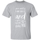 Bible Verse Men 5.3 oz. T-Shirt - "Psalm 119:105" Design 18 (White Font) - Meditate Healing Christian Store