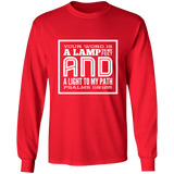 Bible Verse Long Shirt Ultra Cotton T-Shirt - "Psalm 119:105" Design 12 (White Font) - Meditate Healing Christian Store