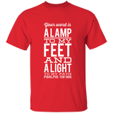 Bible Verse Men 5.3 oz. T-Shirt - "Psalm 119:105" Design 4 (White Font) - Meditate Healing Christian Store