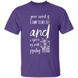 Bible Verse Men 5.3 oz. T-Shirt - "Psalm 119:105" Design 18 (White Font) - Meditate Healing Christian Store
