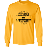 Bible Verse Unisex Long Sleeve T-Shirt - Your Word Is Light To My Path ~Psalm 119:105~ Design 1
