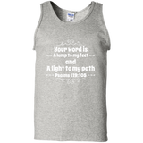 Bible Verse Men 100% Cotton Tank Top - "Psalm 119:105" Design 1 (White Font) - Meditate Healing Christian Store