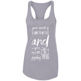 Bible Verse Ladies Ideal Racerback Tank - "Psalm 119:105" Design 18 (White Font) - Meditate Healing Christian Store