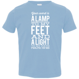 Bible Verse Toddler Jersey T-Shirt - "Psalm 119:105" Design 4 (White Font) - Meditate Healing Christian Store