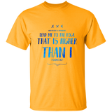 Bible Verse Men 5.3 oz. T-Shirt - "Psalm 61:2" Design 11 - Meditate Healing Christian Store