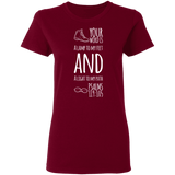 Bible Verse Ladies' 5.3 oz. T-Shirt - "Psalm 119:105" Design 20 (White Font) - Meditate Healing Christian Store