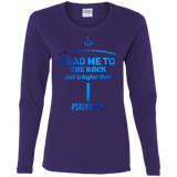 Bible Verse Ladies' Cotton Long Sleeve T-Shirt - "Psalm 61:2" Design 1 - Meditate Healing Christian Store