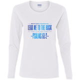 Bible Verse Ladies' Cotton Long Sleeve T-Shirt - "Psalms 61:2" Design 4 - Meditate Healing Christian Store