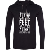 Bible Verse Men Long Sleeve T-Shirt Hoodie - "Psalm 119:105" Design 4 (White Font) - Meditate Healing Christian Store