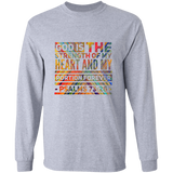 Bible Verse Long Sleeve Ultra Cotton T-Shirt - "Psalm 73:26" Design 5 - Meditate Healing Christian Store