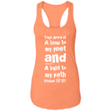 Bible Verse Ladies Ideal Racerback Tank - "Psalm 119:105" Design 6 (White Font) - Meditate Healing Christian Store