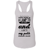Bible Verses Ladies Ideal Racerback Tank - "Psalm 119:105" Design 17 (Black Font) - Meditate Healing Christian Store
