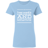 Bible Verse Ladies' 5.3 oz. T-Shirt - "Psalm 119:105" Design 10 (White Font) - Meditate Healing Christian Store