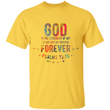 Bible Verse Men 5.3 oz. T-Shirt - "Psalm 73:26" Design 1 - Meditate Healing Christian Store
