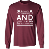 Bible Verse Long Shirt Ultra Cotton T-Shirt - "Psalm 119:105" Design 14 (White Font) - Meditate Healing Christian Store