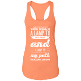 Bible Verse Ladies Ideal Racerback Tank - "Psalm 119:105" Design 17 (White Font) - Meditate Healing Christian Store
