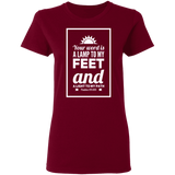 Bible Verse Ladies' 5.3 oz. T-Shirt - "Psalm 119:105" Design 2 (White Font) - Meditate Healing Christian Store