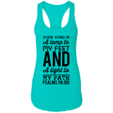 Bible Verses Ladies Ideal Racerback Tank - "Psalm 119:105" Design 3 (Black Font) - Meditate Healing Christian Store