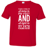 Bible Verse Toddler Jersey T-Shirt - "Psalm 119:105" Design 3 (White Font) - Meditate Healing Christian Store