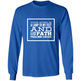 Bible Verse Long Shirt Ultra Cotton T-Shirt - "Psalm 119:105" Design 13 (White Font) - Meditate Healing Christian Store